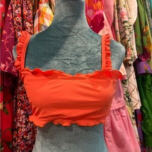Ruffled Orange Swim Top